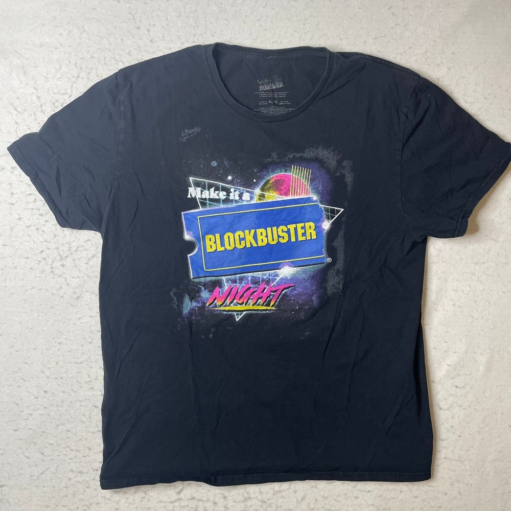 Blockbuster Video Make It A Blockbuster Night Graphic T-Shirt Mens XL Black